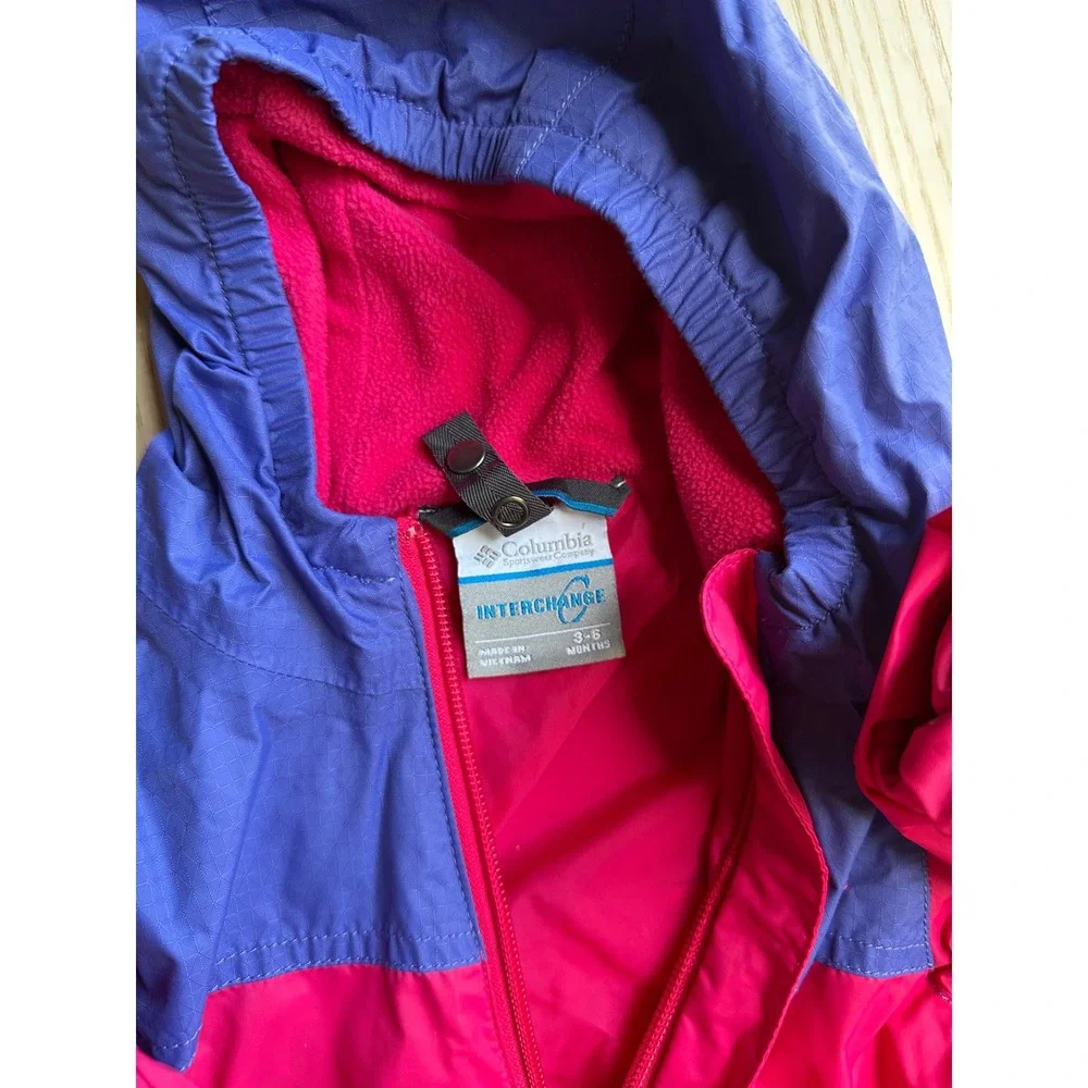 Columbia Interchange Baby Snowsuit‎ Pink Purple Hooded Bunting 3-6 Months